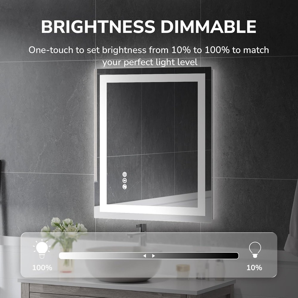 24''x32'' LED Bathroom Mirror Wall Vanity Mirror Dimmable Horizontal & vertical
