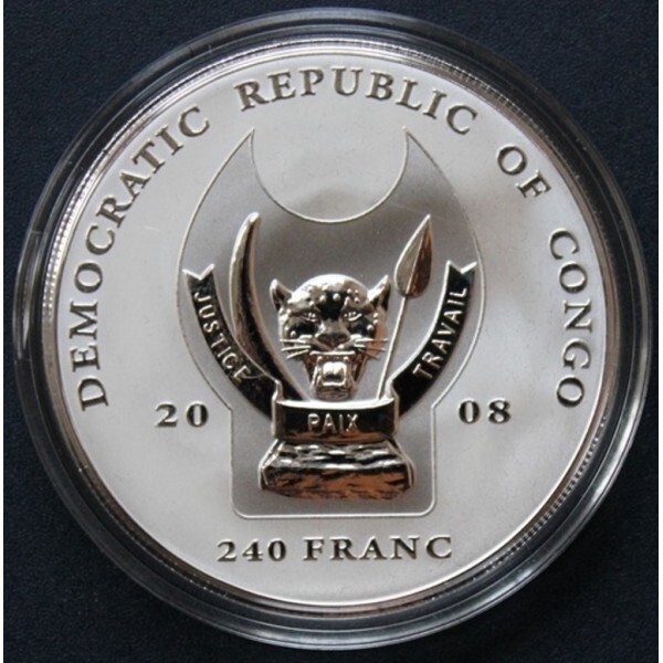 Congo 2008 Rhinoceros 240 francs Ag