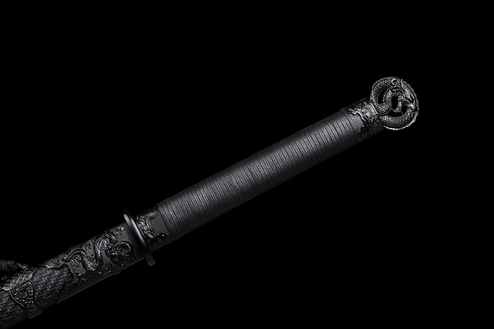 Full Tang 9260 Spring Steel Black Dragon Ninja Sword Japanese Straight Ninjato