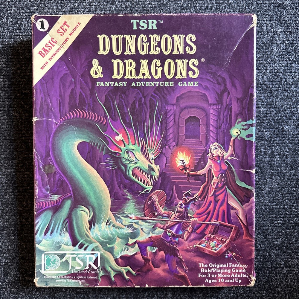 Dungeons and Dragons D&D Basic Set BOXED Including Original Dice Vintage TSR 🟡