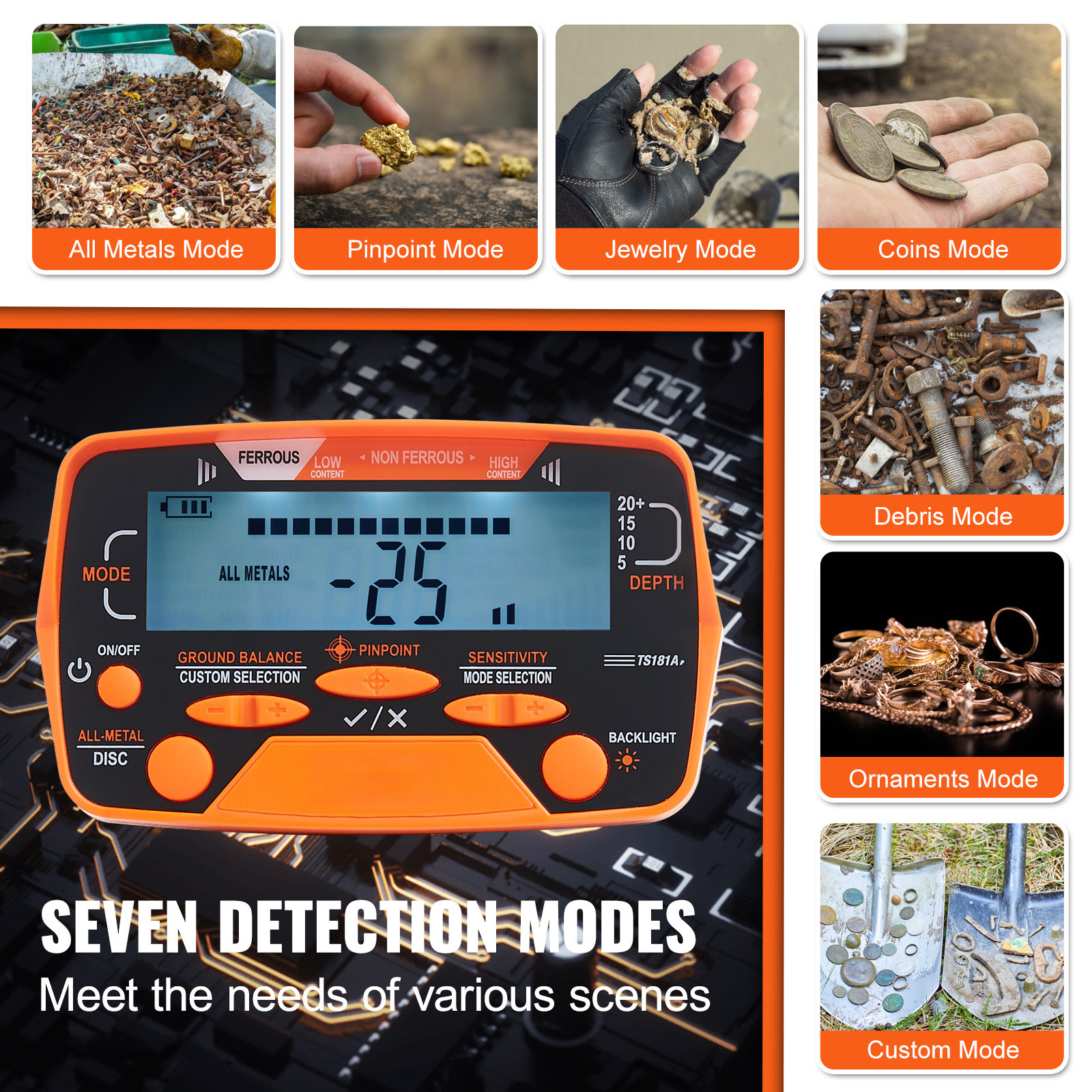 LCD Display 10 Inch Metal Detector Gold Digger Hunter IP68 Waterproof