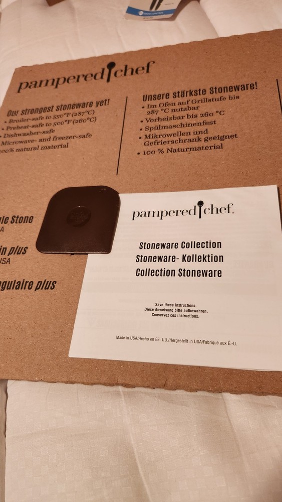 Pampered Chef Rectangle Stoneware Bakestone 100280 Dishwasher Microwave Safe