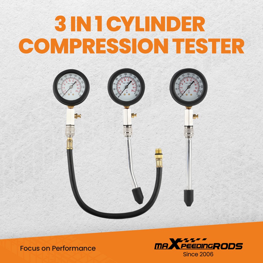 Petrol Engine Cylinder Compression Pressure Tester Pipes Detector Tool Kit