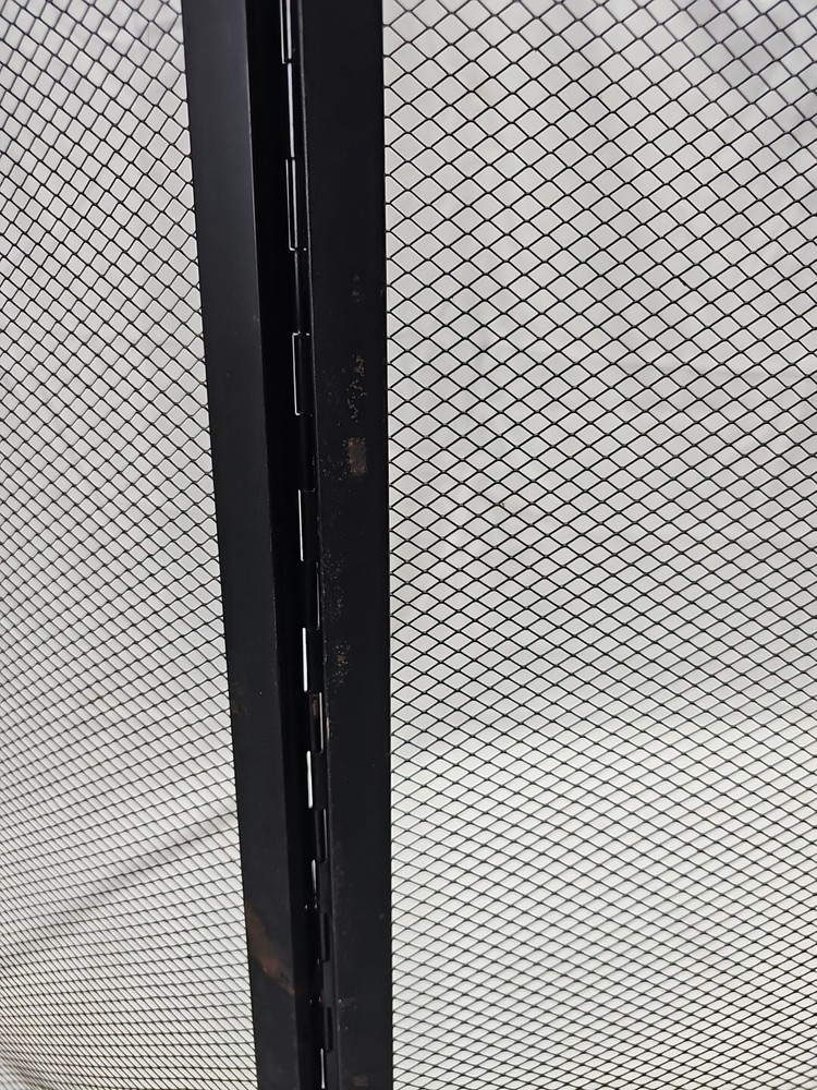 VTG Wrought Iron Decorative Fireplace Screen 3 Panel Black
