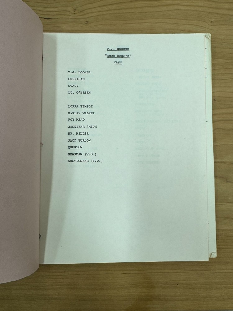 TJ HOOKER - WIlliam Shatner - Tv Show Script Final Draft - "Buck Rogers"