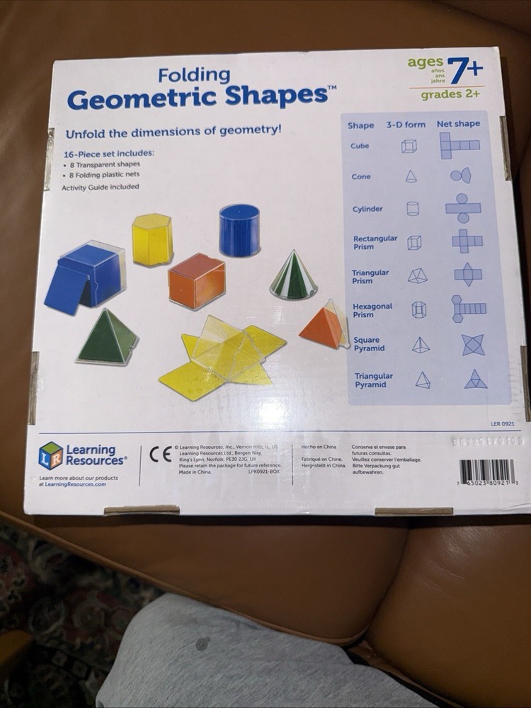 Folding Geometric Shapes Learning Resources 16 Piece Set 8 Transparent 8 Folding