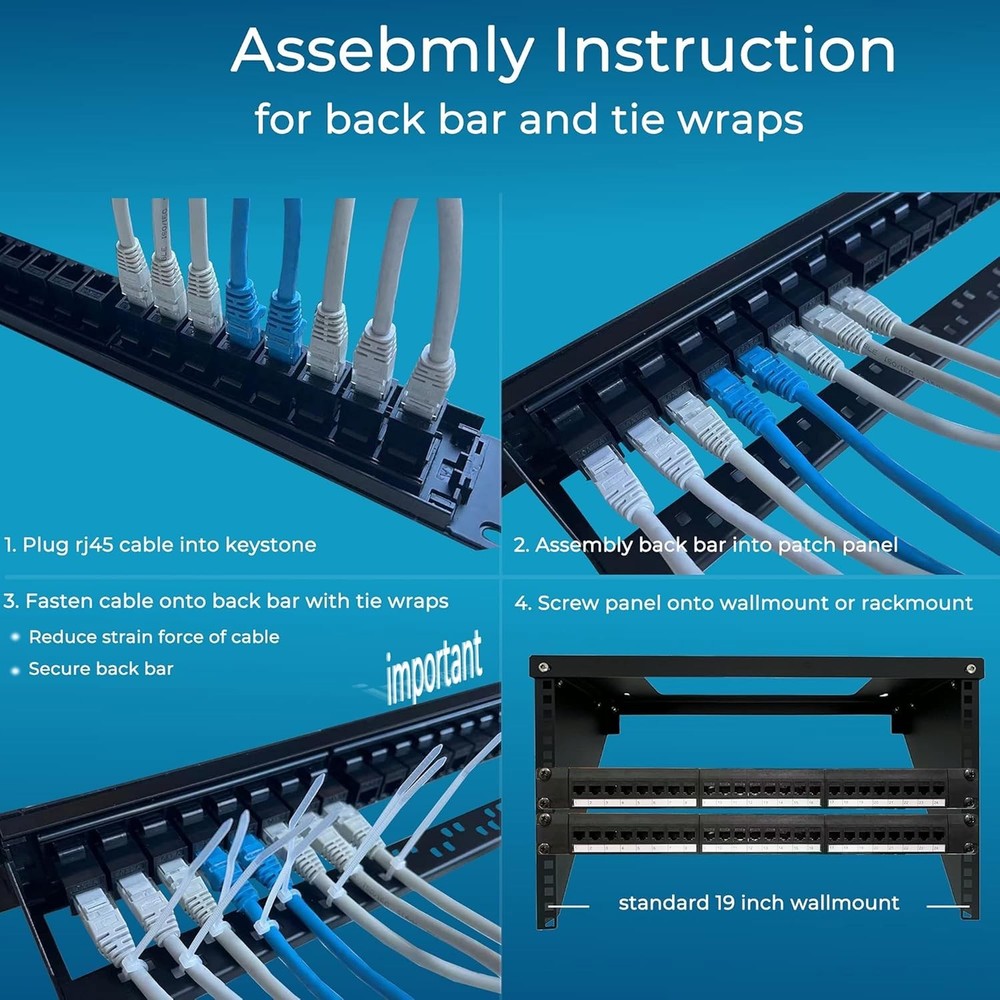 24 Port Cat6 Patch Panel with 10G Support - Effortless Installation & Upgrades