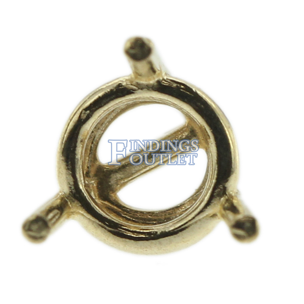 14k Yellow Gold Round Wire Basket Stud Earring Mounting Setting Screw Back Post
