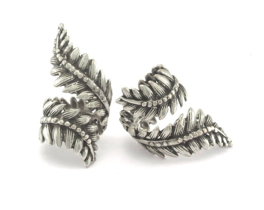 Leaf Ring Adjustable Antique Silver Plated Brass (16mm 5US inner size) 2130