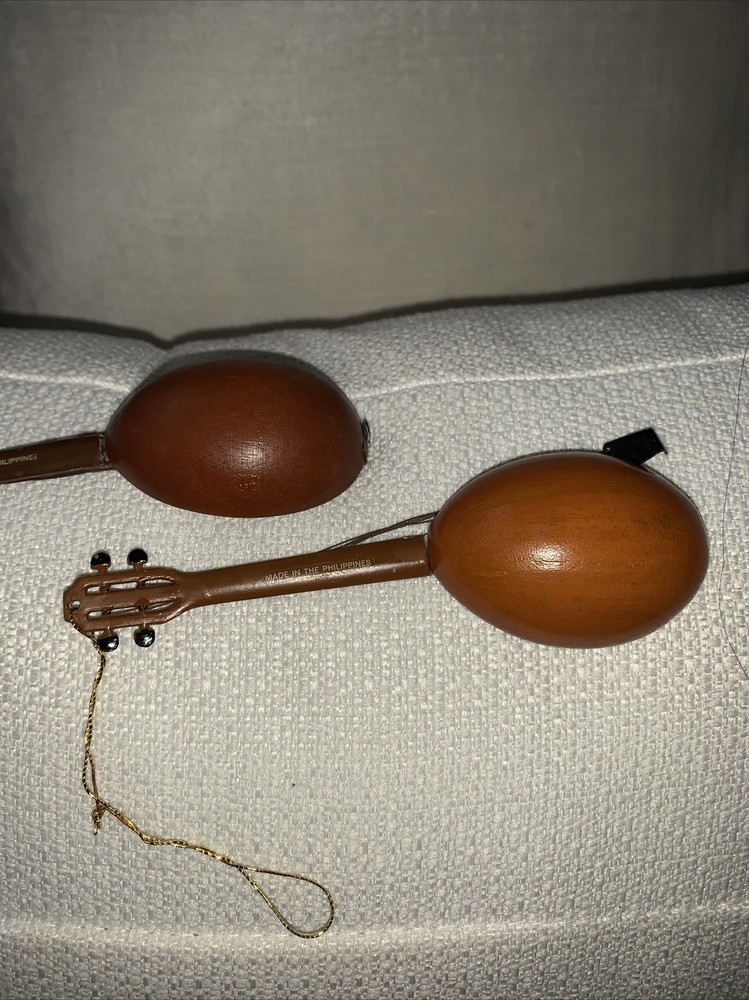 MANDOLIN BANJO Metal Handle Thread Strings Made Philippines Ornaments SET 2 ❤️tb