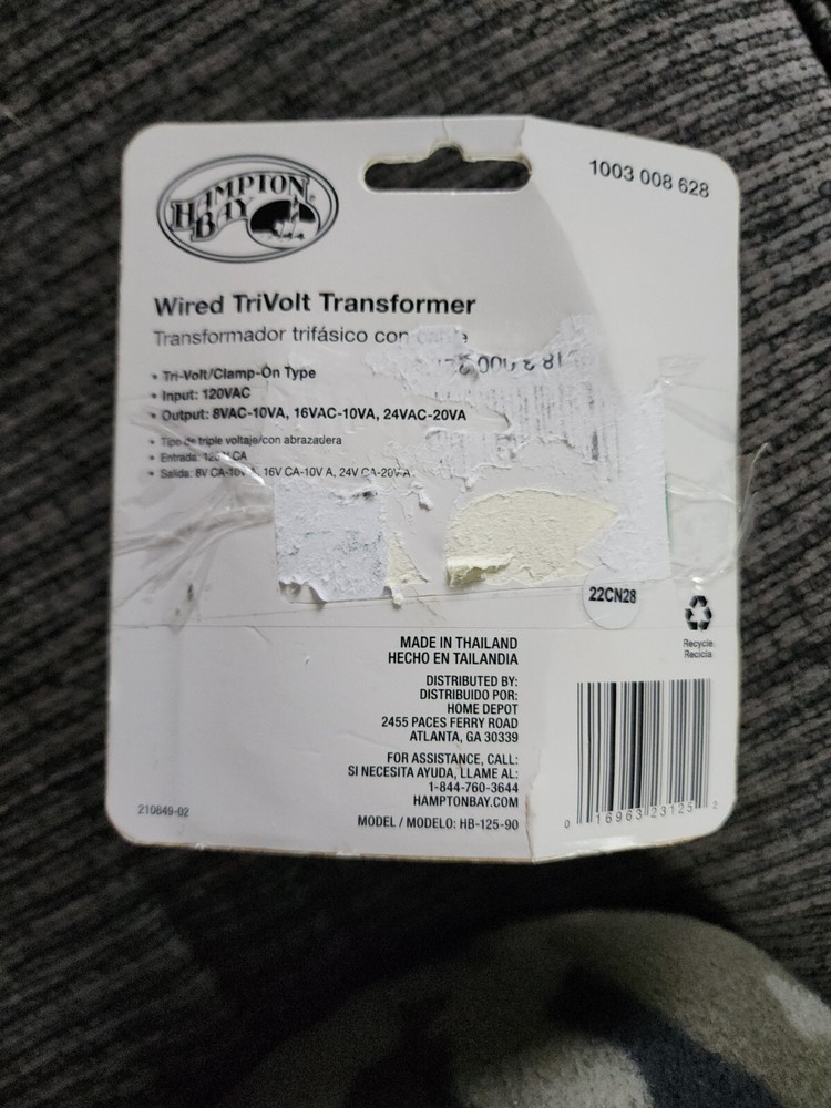 Hampton Bay Wired Trivolt Transformer