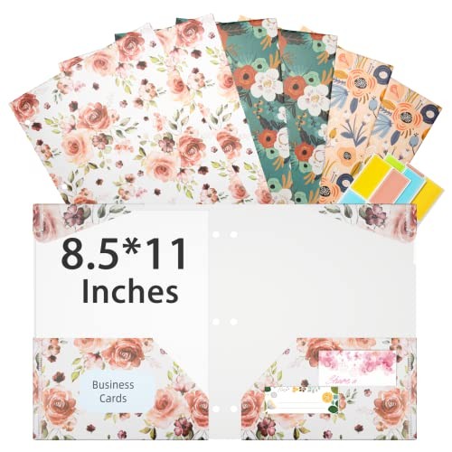 Folders with Pockets, Waterproof Plastic Folder with Two Fixed Corner Flowers