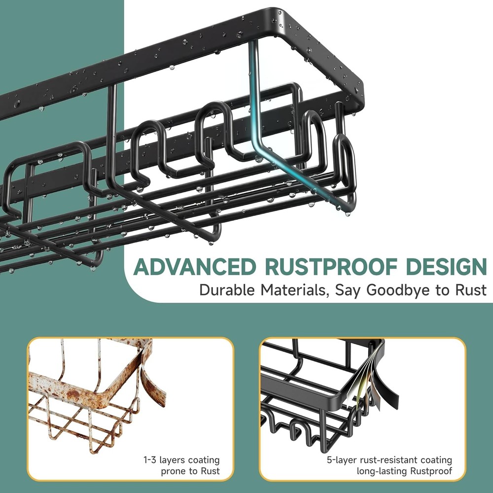Shower Caddy 6-Pack Advanced Rustproof Design No Drilling Adhesive Shelves Rack