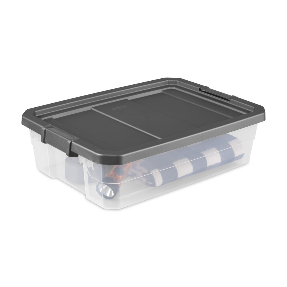 40 Quart Medium Stackable Storage Bin, Clear Plastic Underbed Storage Container