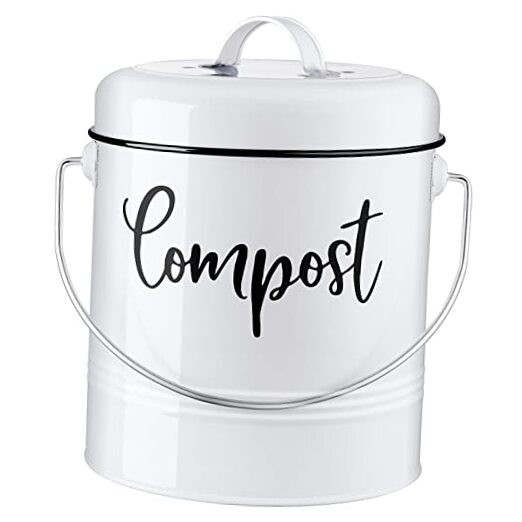 Compost Bin Kitchen, 1.3 Gallon Farmhouse Kitchen Compost Bin White