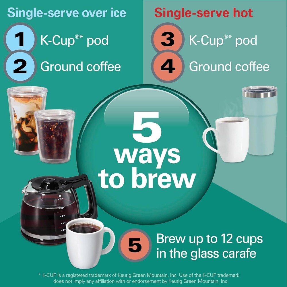 Hamilton Beach FlexBrew Advanced 5-in-1 Programmable Single or 12 Cup Drip