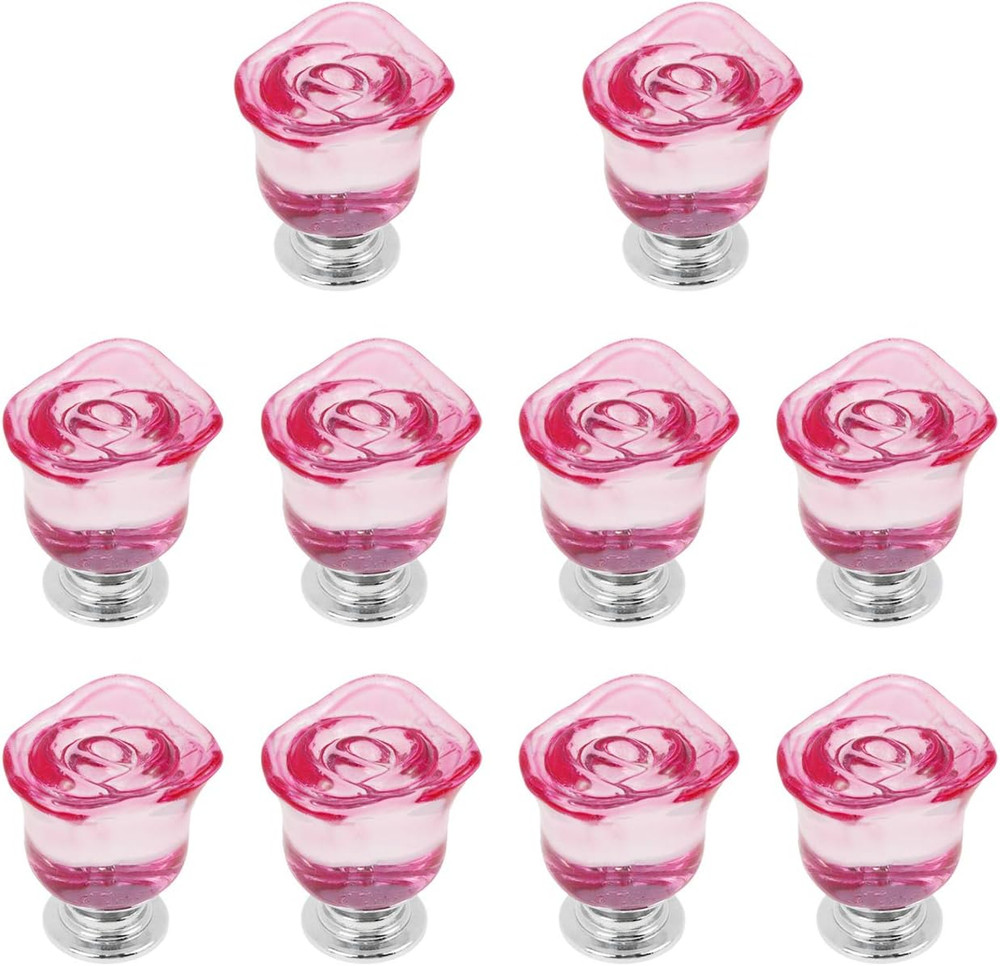 Geesatis 10 Pcs Pink Crystal Drawer Knobs Cabinet Pulls Handles Knobs for Home K