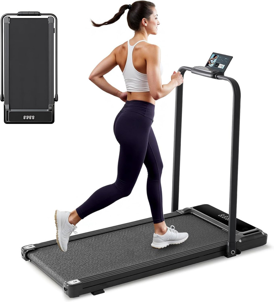 Walking Pad under Desk Treadmill with Foldable Handle Bar, Portable Compact Elec