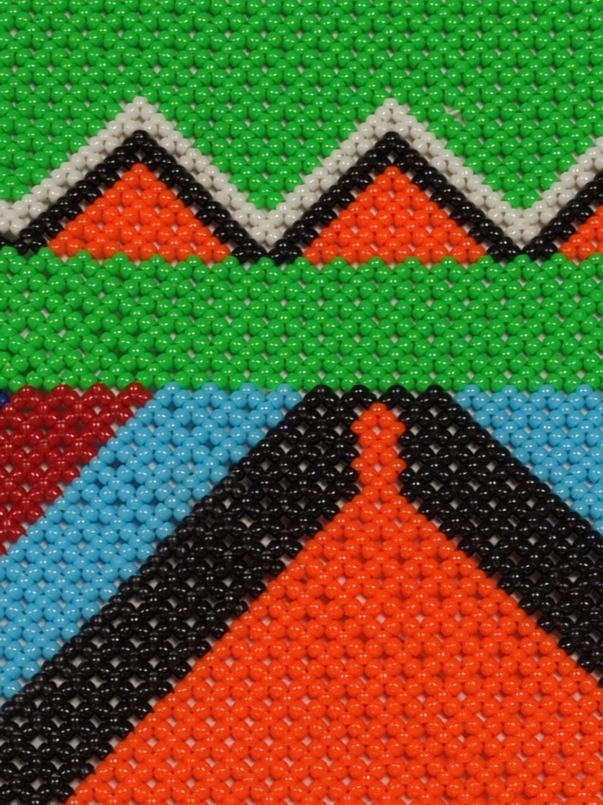 Bead Work Table Runner Wall Hanging Tasseled Boho Ethnic Native ? Vtg 16.5x46"