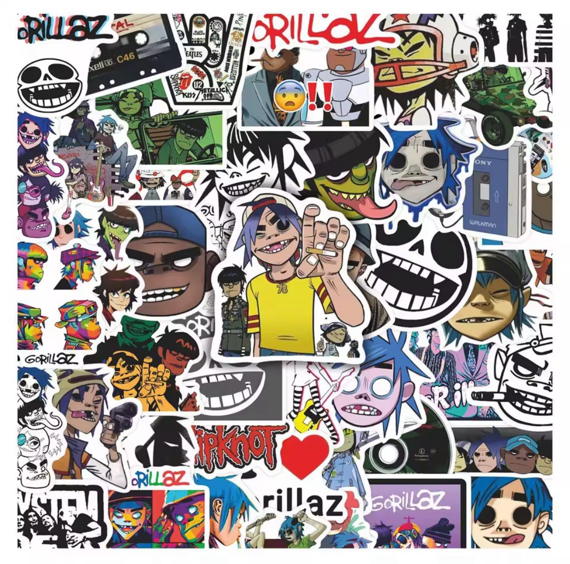 25 Piece Mix Lot 2” Gorillaz Stickers, Music, Band, Water Bottle Decal FREE SHIP