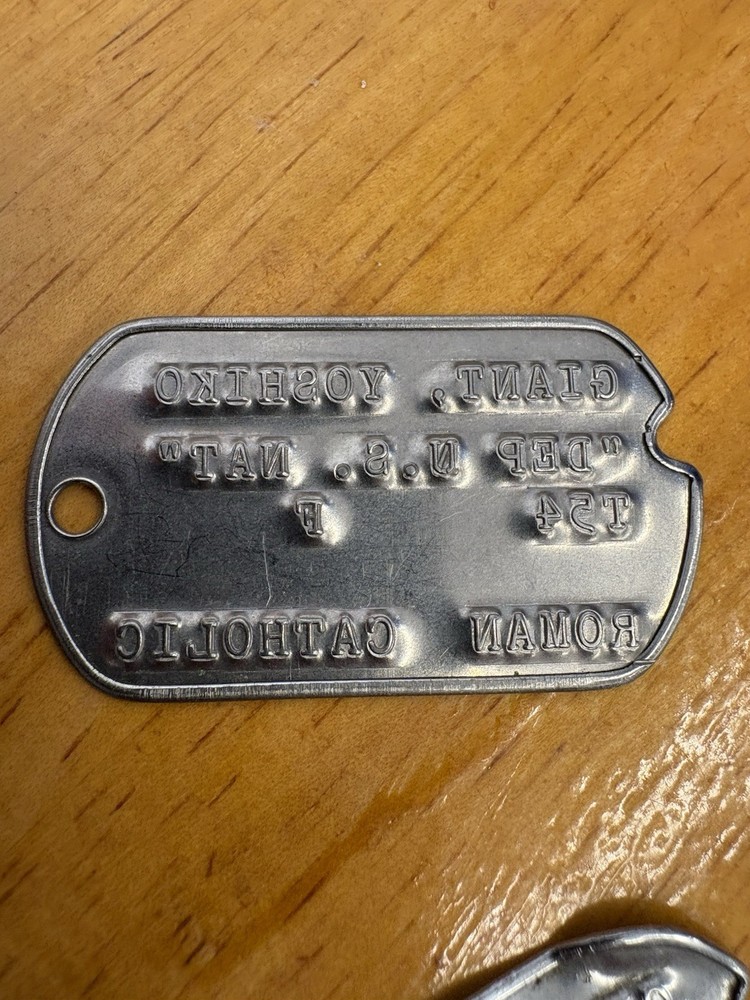 2 Original US Army Dog Tags GIANT YOSHIKO T-54 Post Korean War???
