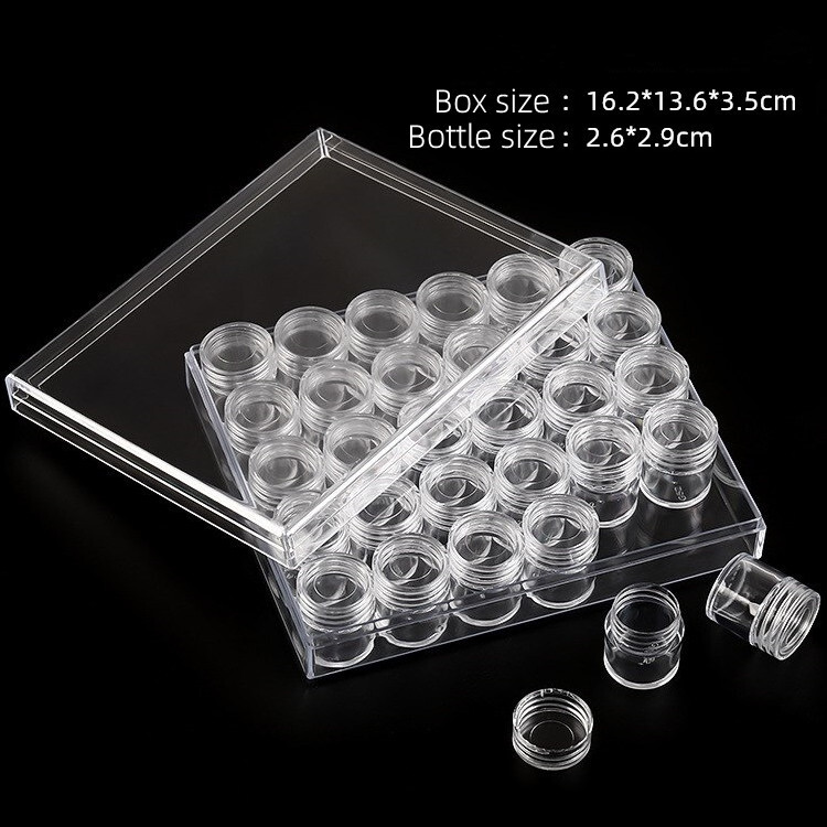 30pcs Clear Plastic Beads Storage Boxes Containers Bottles Jars with Lid 26x29mm