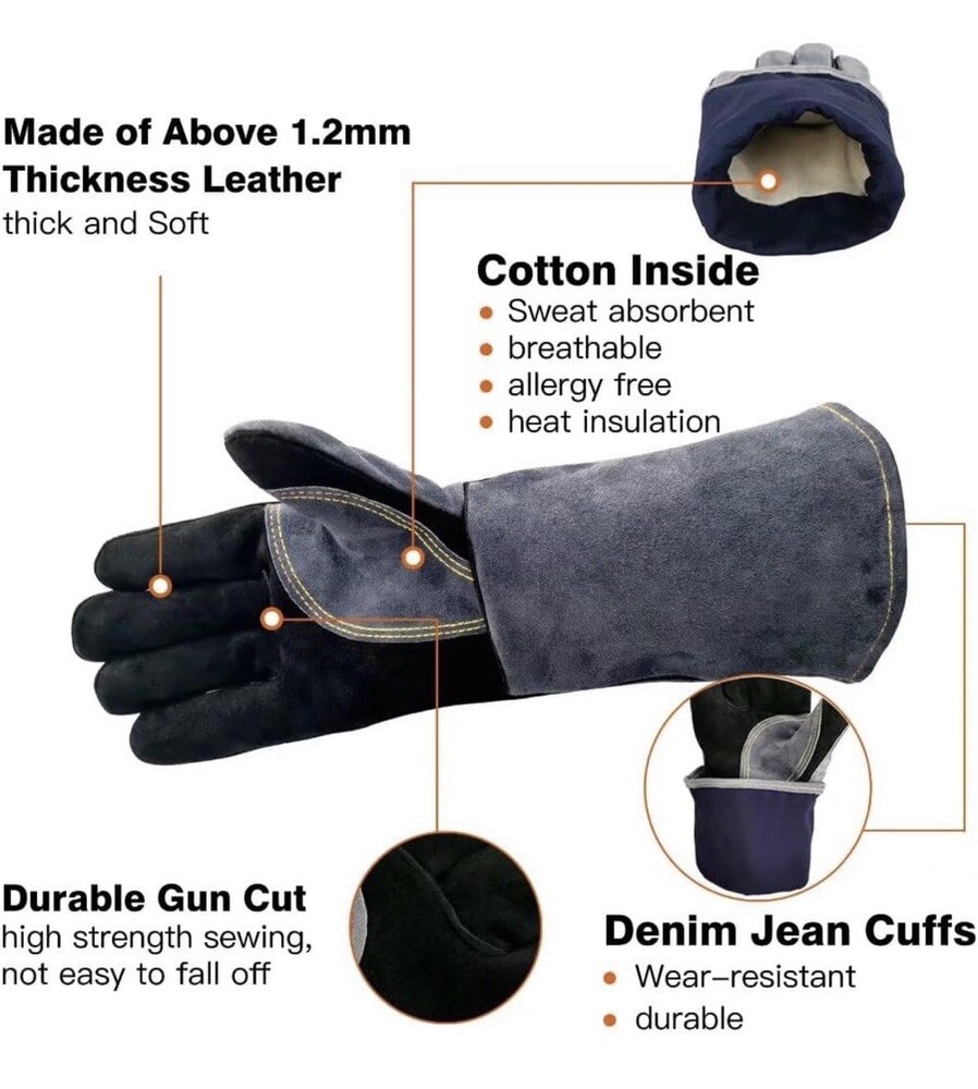 NEW WZQH Welders Gloves Gray Protective