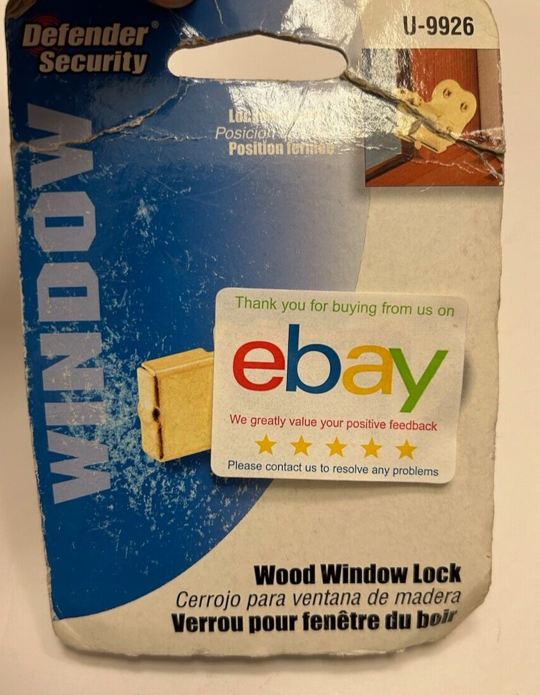 DEFENDER SECURITY U9926 Wood Window Lock - 1 Packet - New