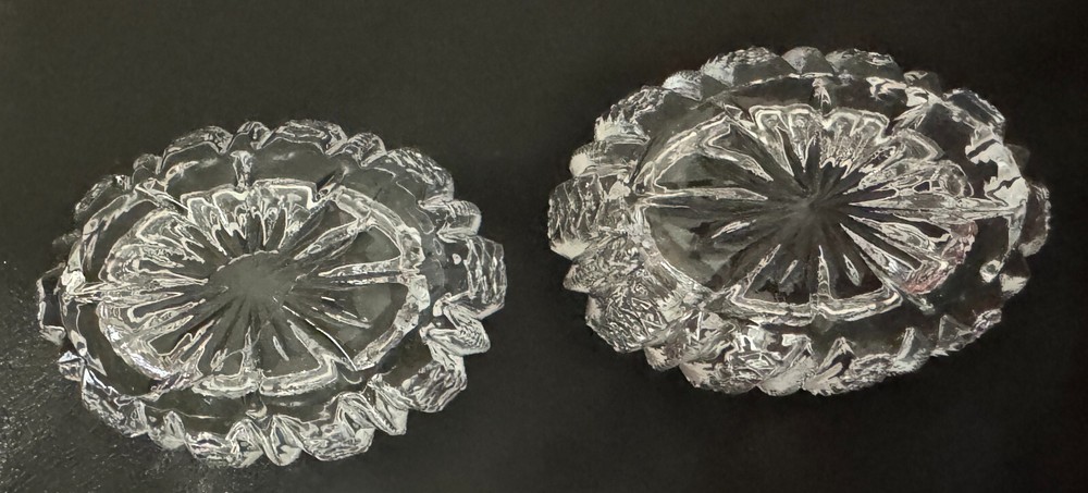 Pair Salt Dip Cellar Mardi Gras Clear (Pressed) by DUNCAN & MILLER