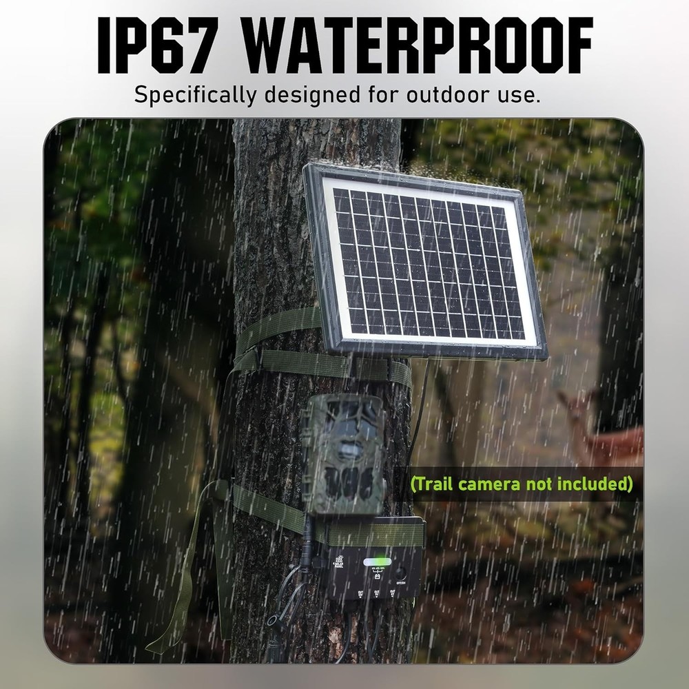 Solar Panel for Trail Camera, Solar Battery Charger with Controller and 6W