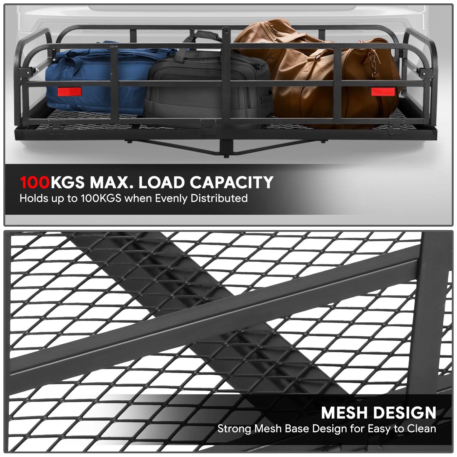 Collapsible Mild Steel 2" Receiver Tow Hitch Cargo Rack Carrier Basket+Pin& Clip