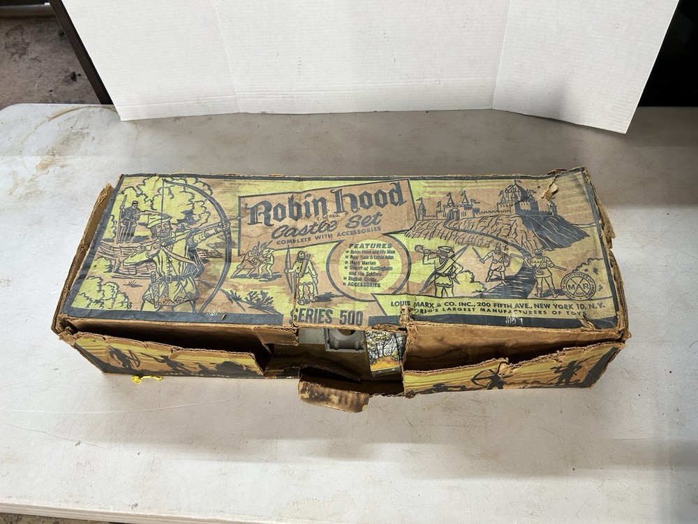 MARX  ROBIN HOOD CASTLE SET BOX AND CASTLE PLEASE READ