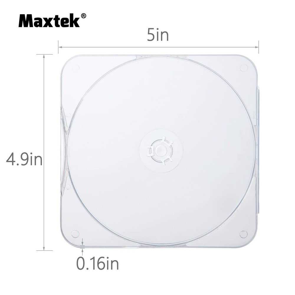 Maxtek 25 Pack Ultra Slim Clear Transparent Square Shaped Single Disc,