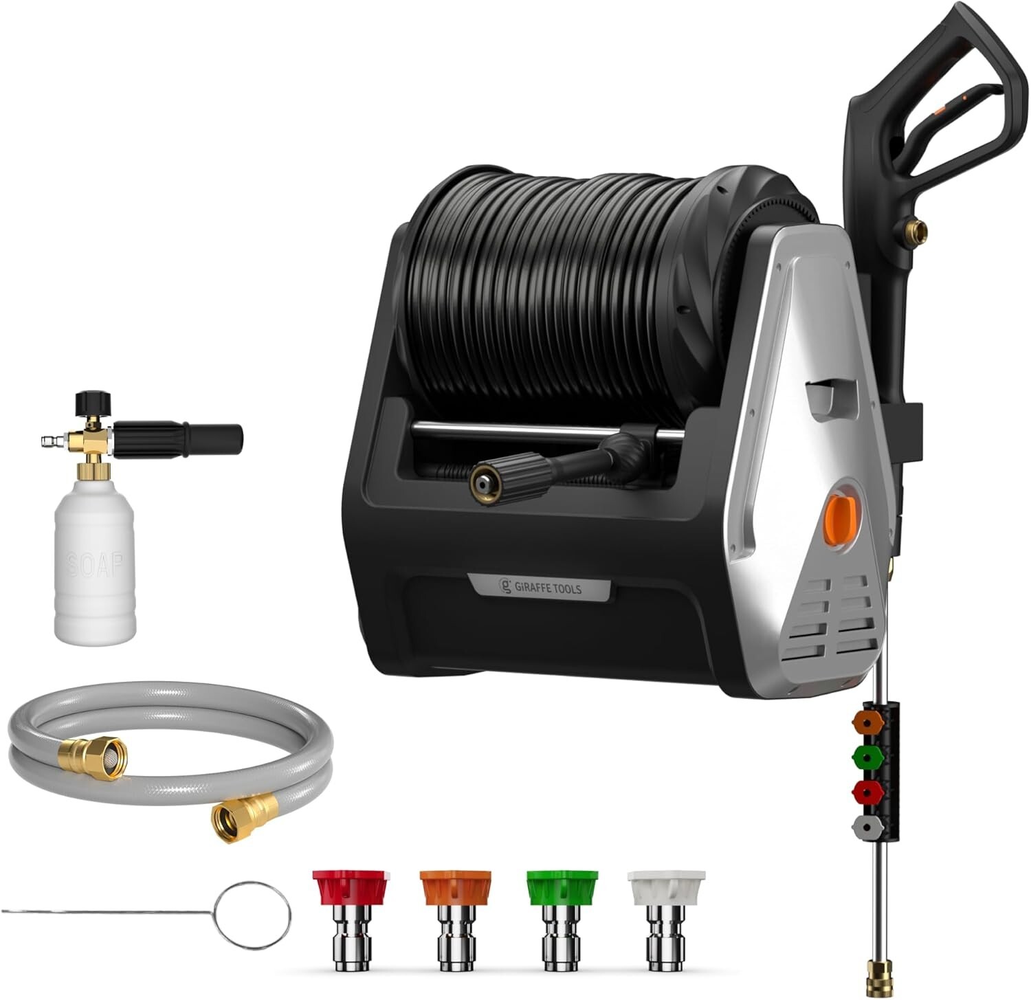 Giraffe Tools Max 2900 PSI Electric Pressure Washer Wall Mounted with 100FT Hose