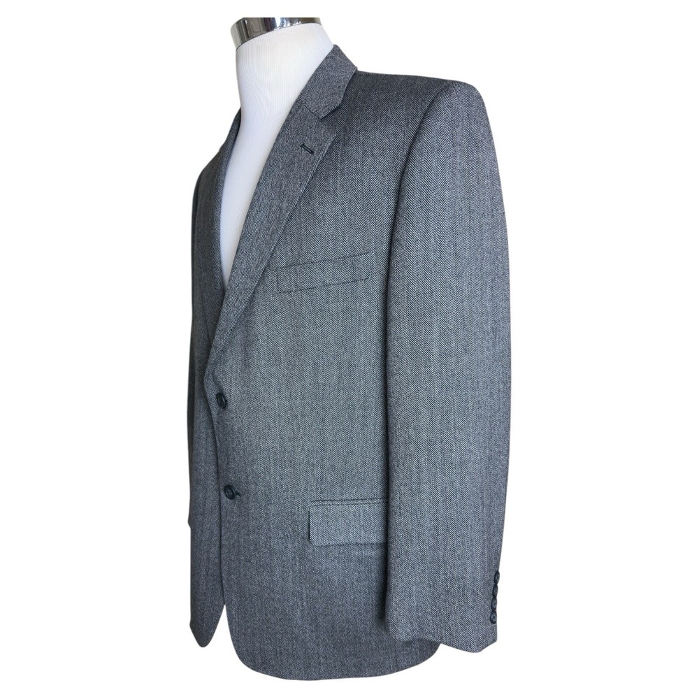 Joseph Feiss Men’s 44R Gray Herringbone Lambswool 2 BTN Blazer EUC
