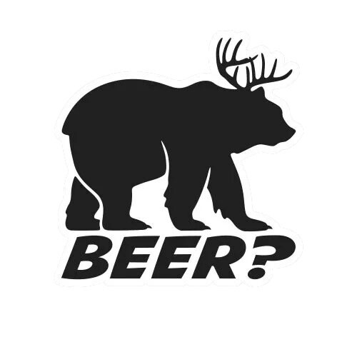 Bear Plus Deer Equals Beer Sticker