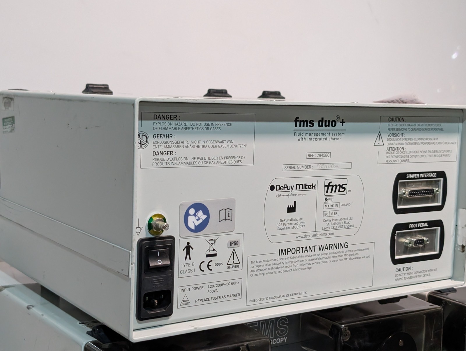 FMS Arthroscopy Group 284580 Duo+ Fluid Management System with Integrated Shaver