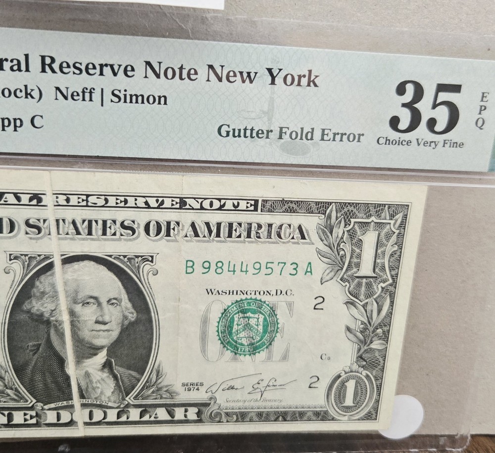 Gutter fold error U.S. Currency Error Note