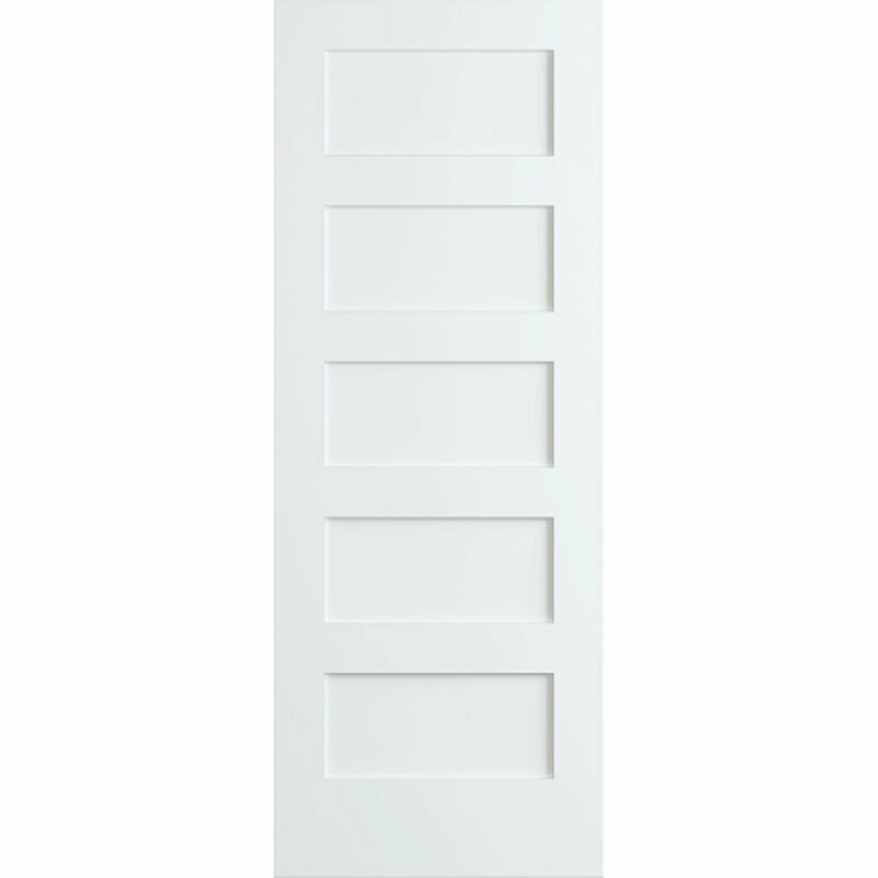 5 Panel Flat Mission Shaker Primed Stile & Rail Solid Core Wood Doors Door Slabs