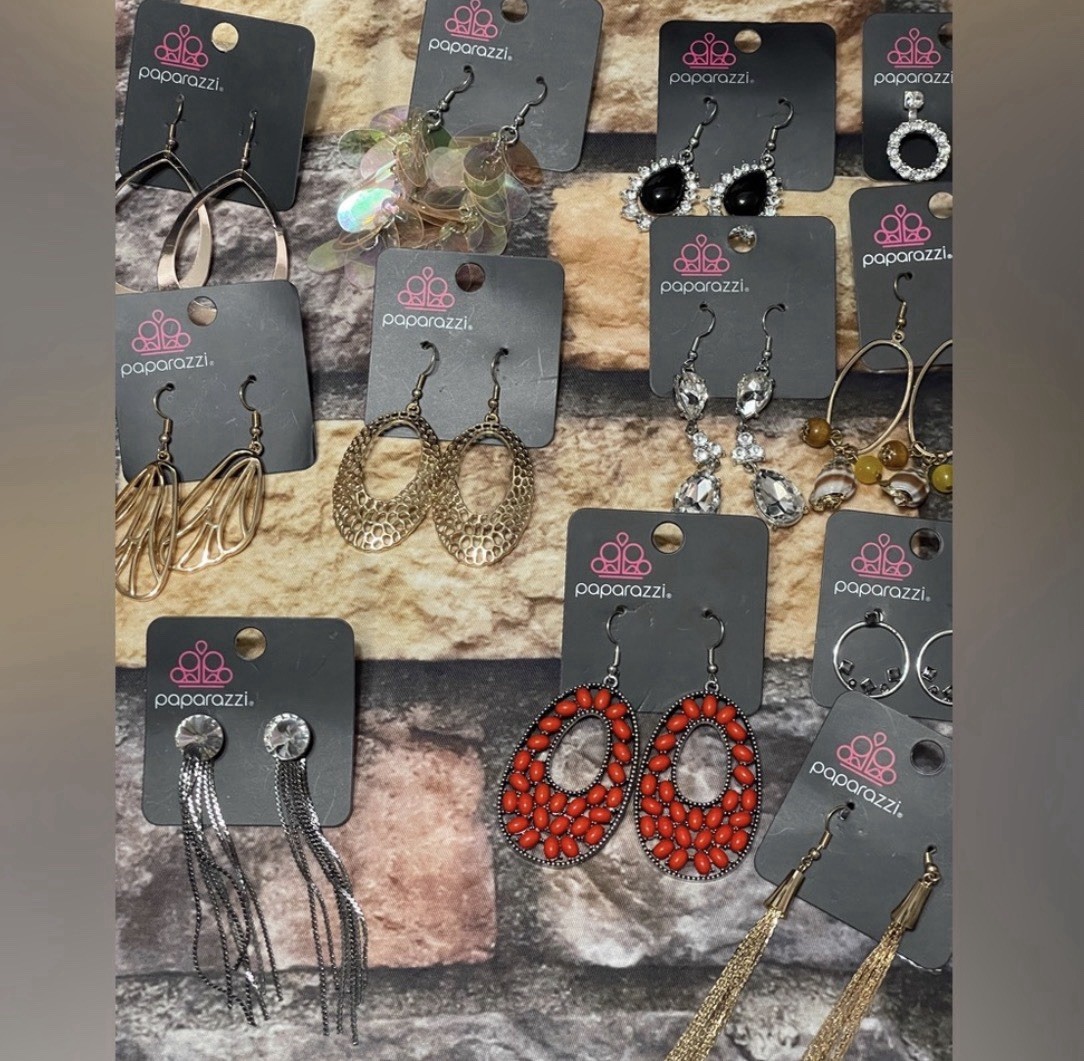 Paparazzi Fashion Costume Jewelry Assorted Earrings Hoops Dangle Boho Set Of 25