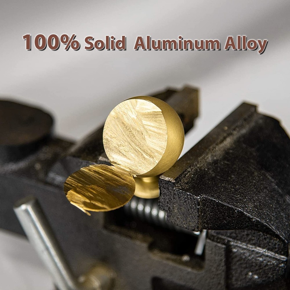 Haliwu 10 Pack Brushed Brass Cabinet Knobs Kitchen Cabinet Knobs Round Drawer...