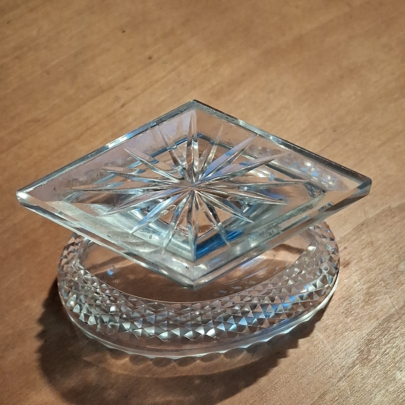 Antique ANGLO IRISH Crystal Georgian NAVETTE GLASS SALTER DISH