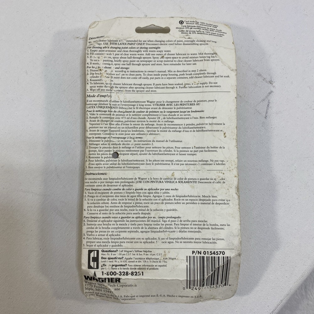 Wagner Power Painter Cleaner / Lubricant NEW
