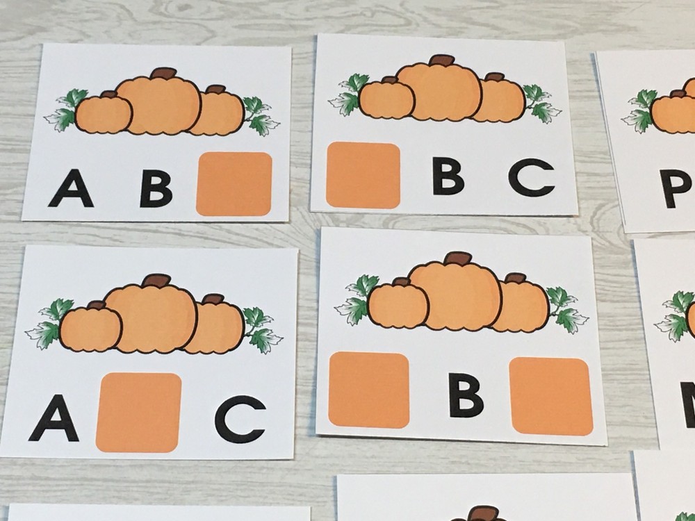 Pumpkin Patch Dry Erase - Laminated Activity Set - Missing Letters