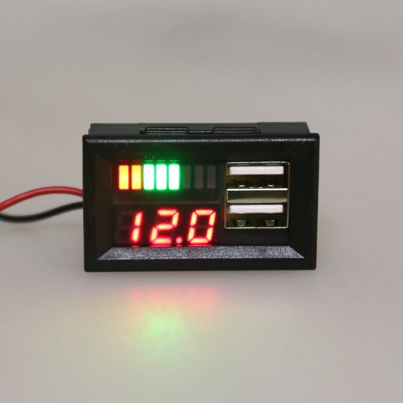 Car Motorcycle Digtal Voltmeter with 2 USB 12V Display Board