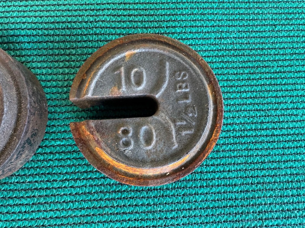 4 Miscellaneous Antique Cast Iron Weights 5, 10 Lbs