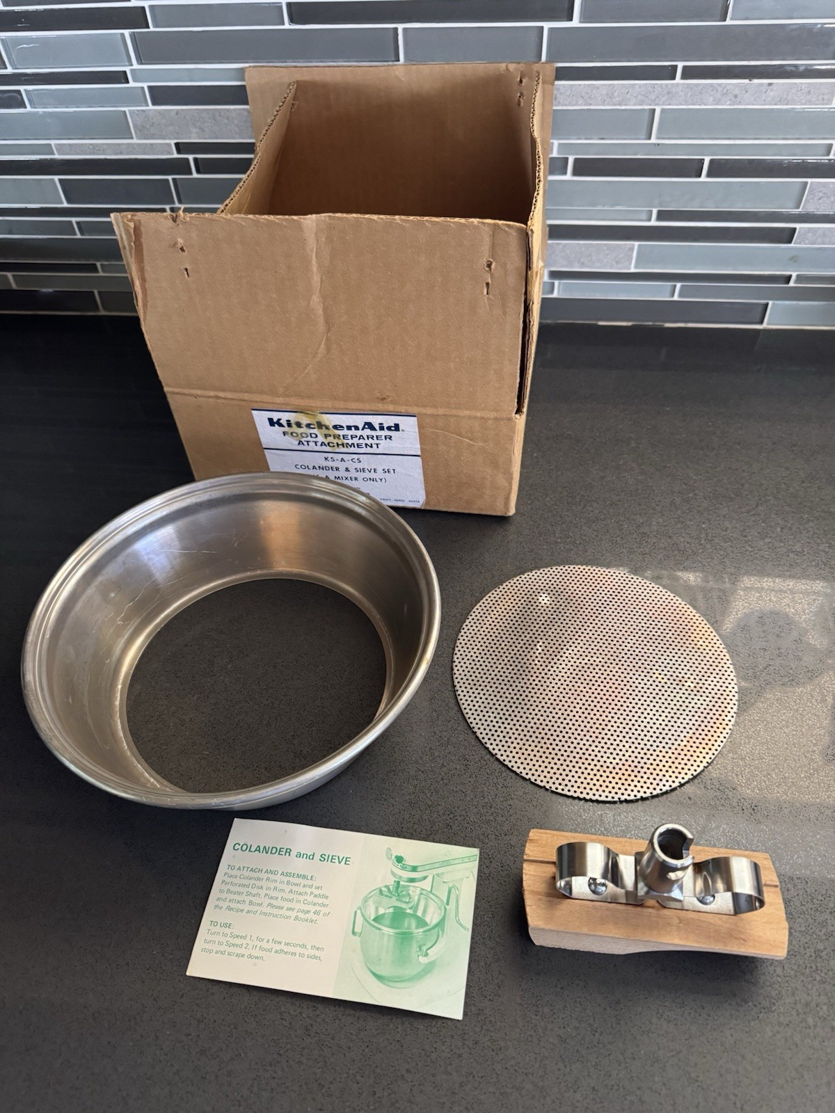 Vintage KitchenAid Hobart Colander & Sieve Food Strainer + Wooden Paddle Press