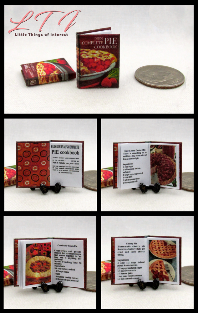 COMPLETE PIE COOKBOOK 1:12 Scale Miniature Readable Illustrated Book