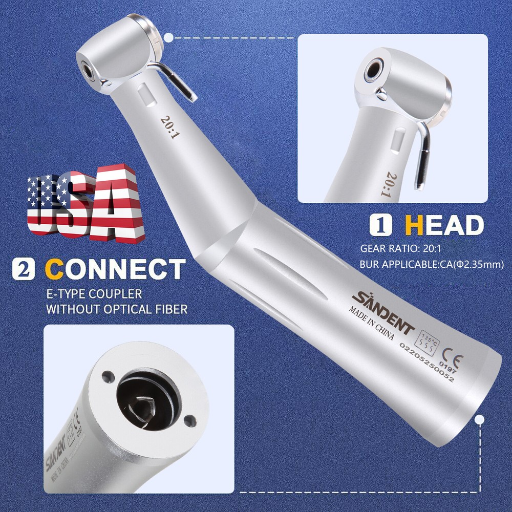 Dental 20:1 Reduction Implant Contra Angle E-Type Handpiece