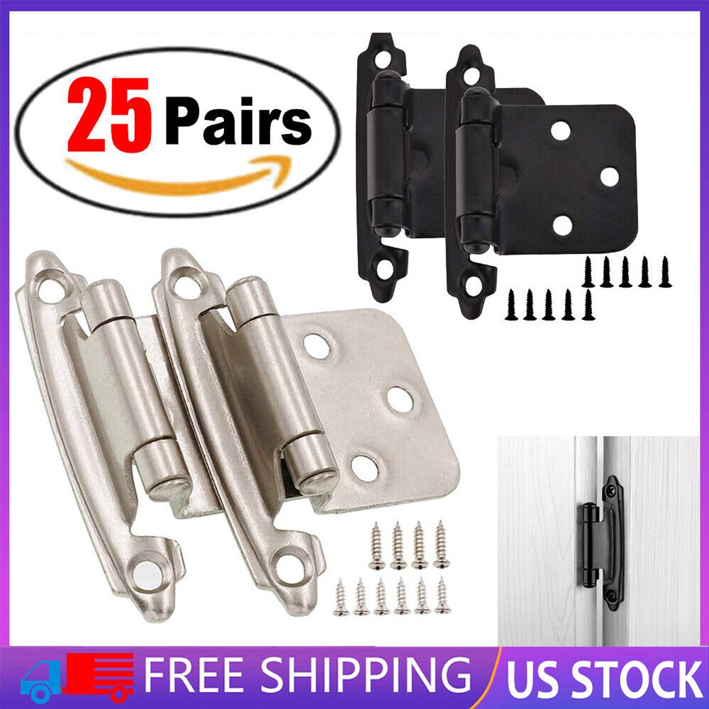50pc Kitchen Cabinet Hinges Overlay Self Closing Face Mount Cupboard Door Hinges